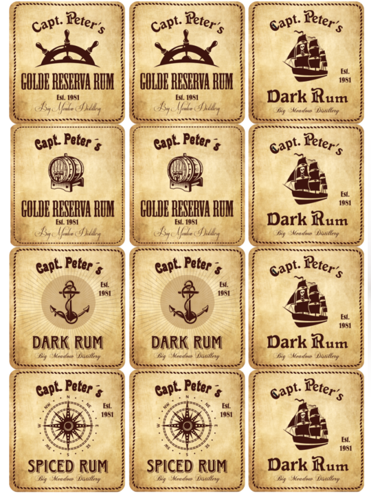 Etikety na rum na vytlačenie