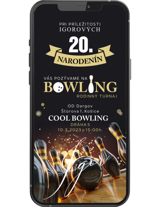 Pozvánka na oslavu narodenín pre bowlingu