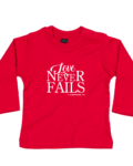 Kresťanské tričko, Love never fails
