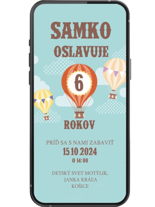 Pozvánka na detskú oslavu narodenín s balónmi