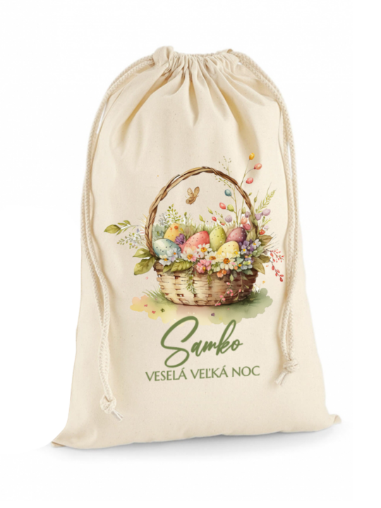 Bavlnené vrecúško na Veľkú noc s menom
